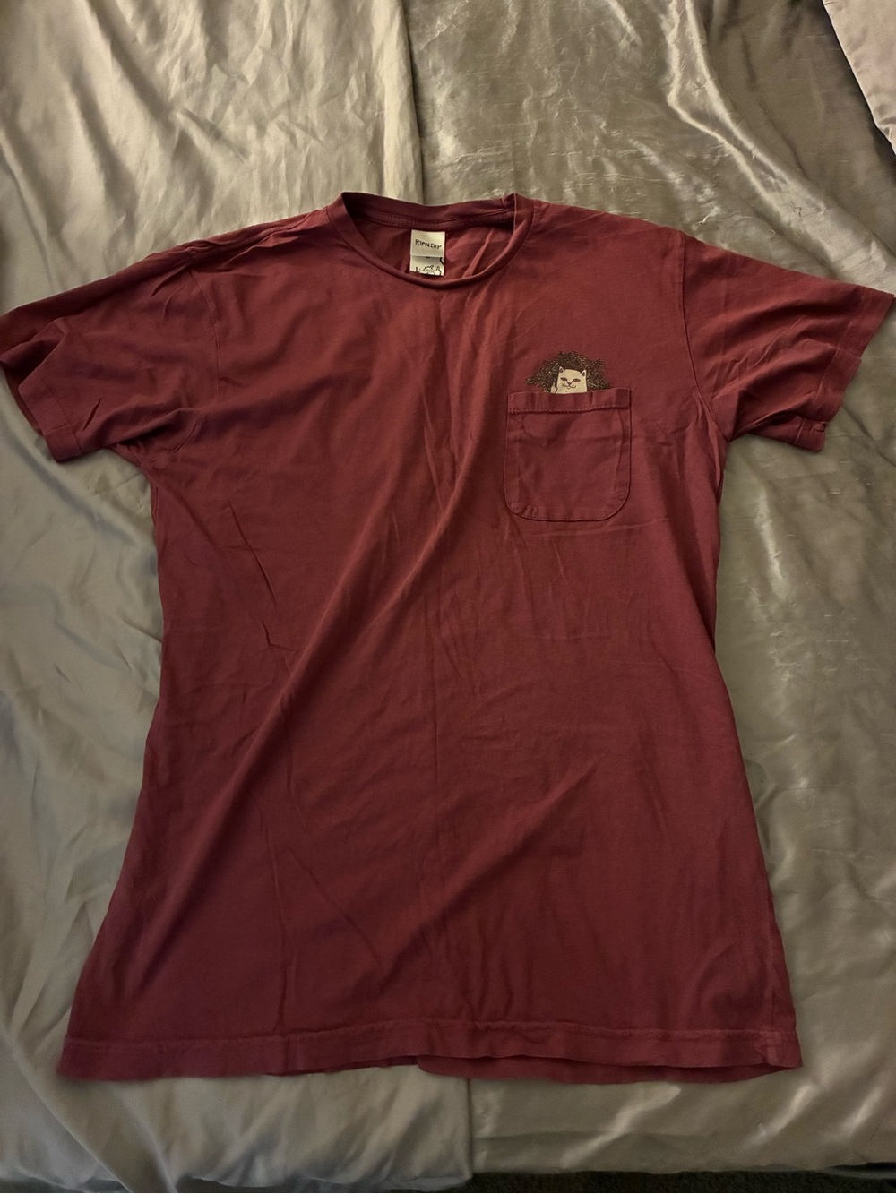 Ripndip Short Sleeve Pocket Tee - Burgundy Red